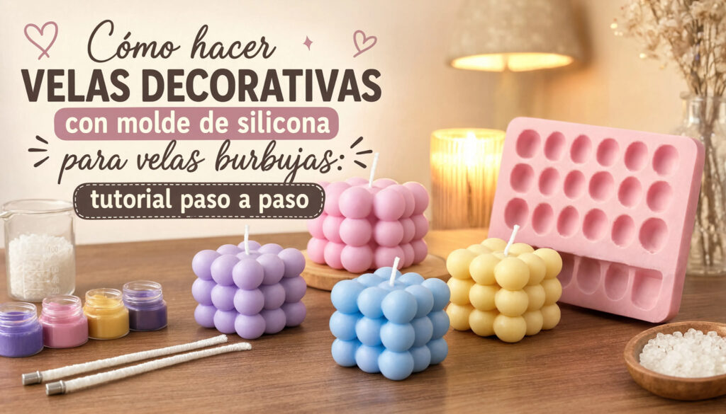 Cómo hacer velas decorativas con molde de silicona para velas burbujas: tutorial paso a paso 22 Portada tutorial velas burbujas