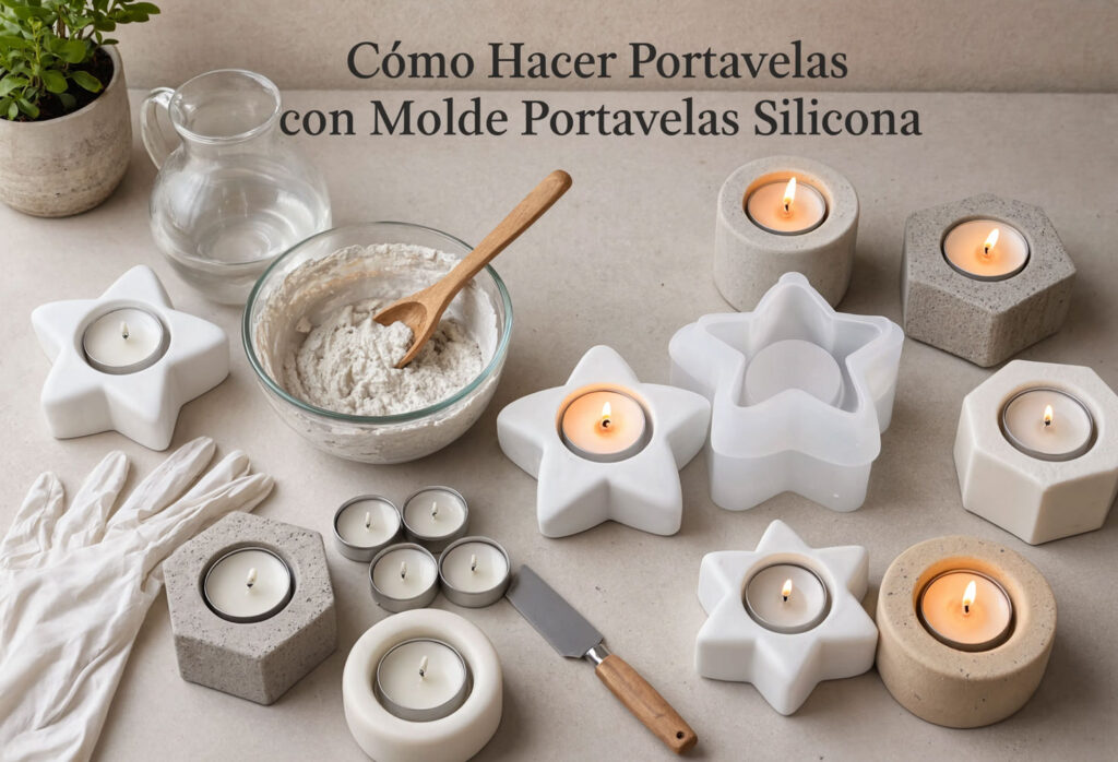 Portavelas con molde silicona