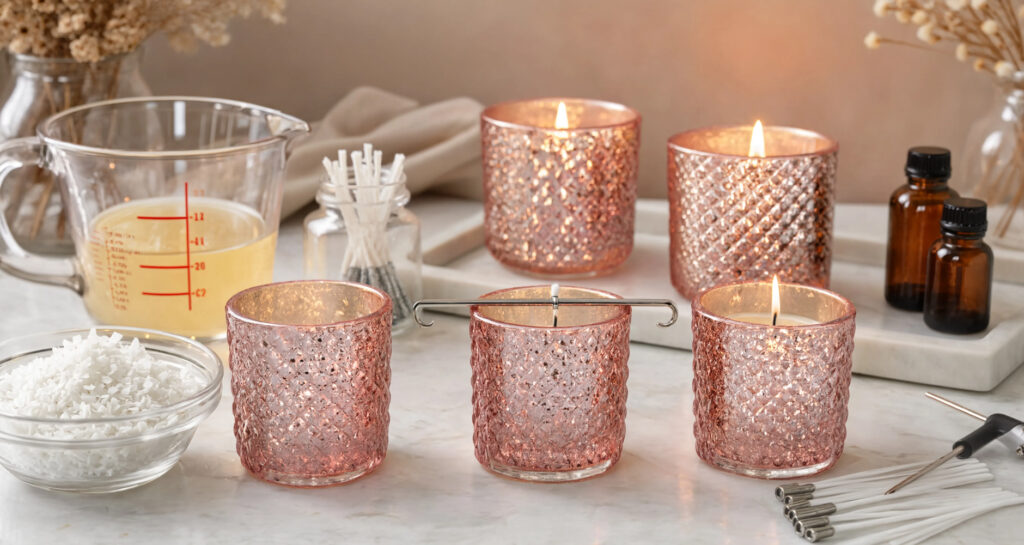 Cómo Hacer Velas Aromáticas en Recipiente de Vidrio para Velas Artesanales: Tutorial Paso a Paso 6 Tutorial velas arom ticas vidrio rosa