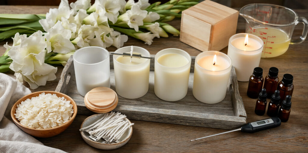 Errores más comunes al trabajar con recipientes para velas artesanales: consejos y soluciones 14 Tutorial velas artesanales recipiente blanco