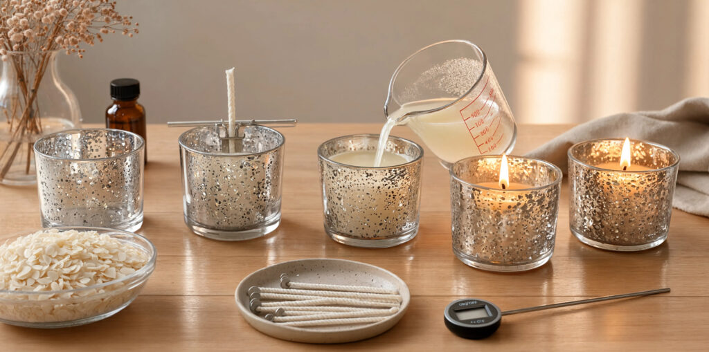 Cómo Hacer Velas Artesanales en Recipientes de Vidrio Plateado: Tutorial Paso a Paso 19 Tutorial velas vaso vidrio plateado