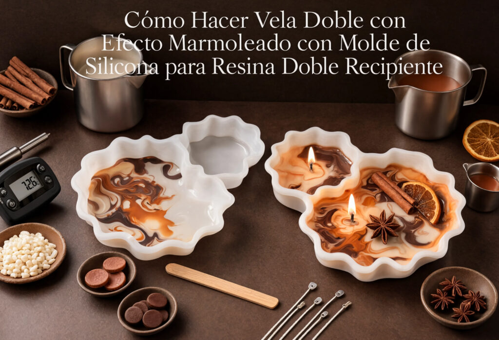 Cómo Hacer Vela Doble con Efecto Marmoleado con Molde de Silicona para Resina Doble Recipiente: Tutorial Paso a Paso 1 Vela doble recipiente especias