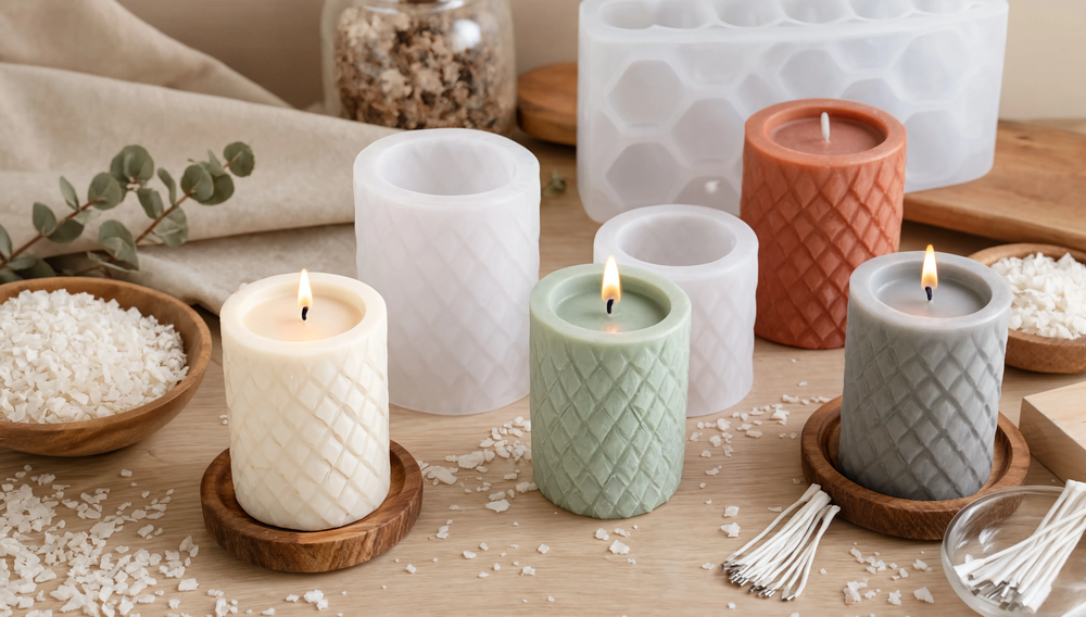 Errores más comunes al trabajar con molde cilíndrico para velas: consejos y soluciones 22 Velas y molde de rombos v4