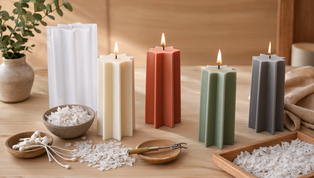 Cómo hacer velas aromáticas con molde de silicona para velas Starlight: tutorial paso a paso 4 Velas y molde torre de aletas