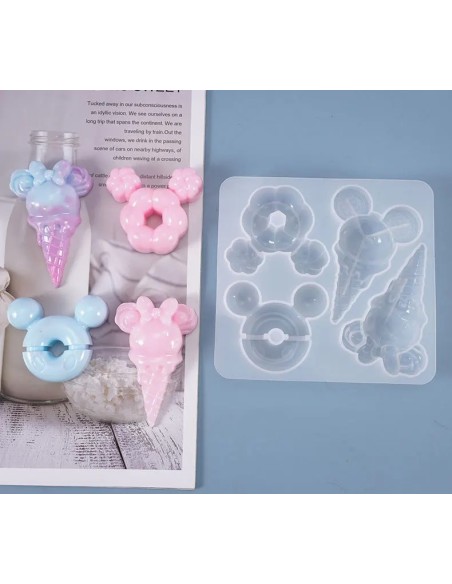 Cómo hacer llaveros de Mickey Mouse con molde de silicona para resina: tutorial paso a paso 5 molde de helados mickey